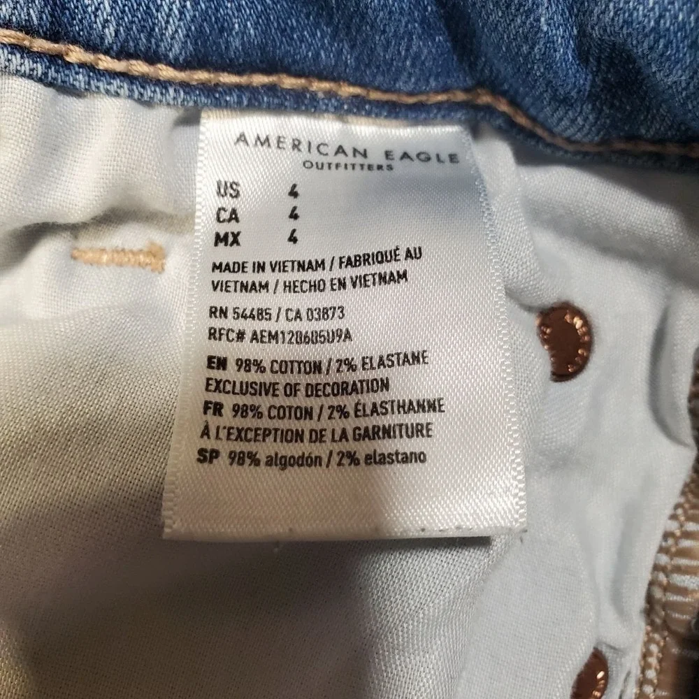 American Eagle Super Stretch Hi-Rise Shortie Denim Cutoff Shorts Women 4 Blue